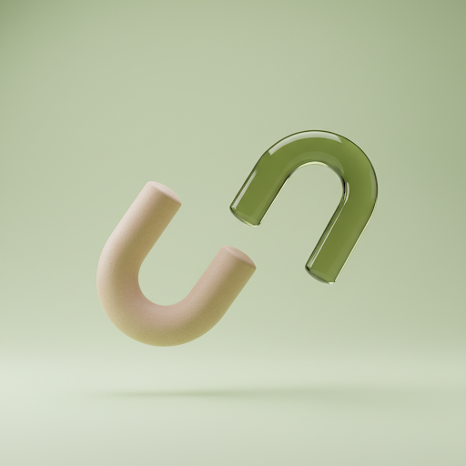 Abstract 3D shapes in sand and olive green representing amicable separation